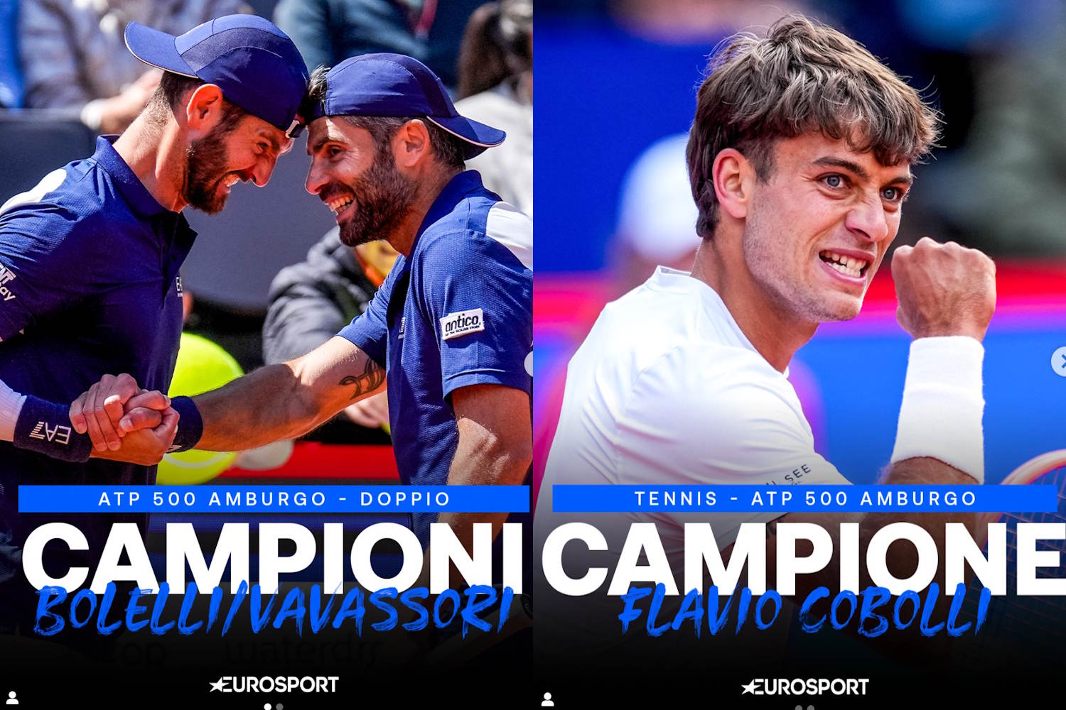 atp 500 amburgo trionfo italia singolare e doppio