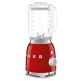 Smeg, BLF03rdeu 1.5 l table blender, 4 speed levels, 4 Smoothhie, Pulse, Chopped and self-pulice functions, engine block and dosage cap, non-slip base, 800w, red