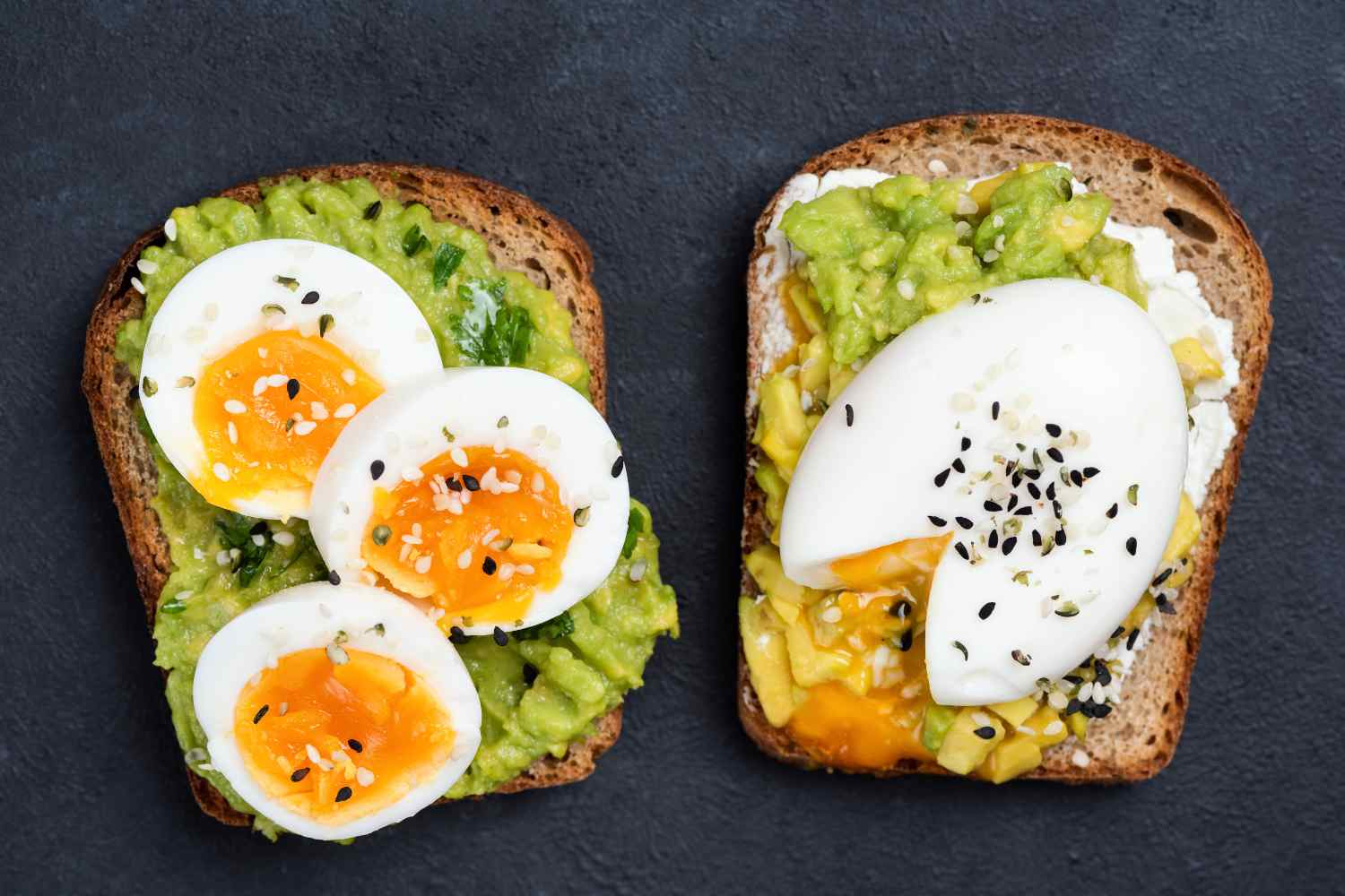 Toast with avocado cream and boiled egg 