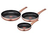 Ramata lagostina Set of aluminum non -stick pans Ø 20/24/28 cm, exterior copper effect, 3 pieces, gas pot battery and oven with cooking indicator and ergonomic handles in bakelite