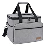 Allancp Bag large folding bag - Thermal fridge backpack for thermal shopping with lid, removable picnic basket, thermal bag basket - with 2 ice bag （gray）