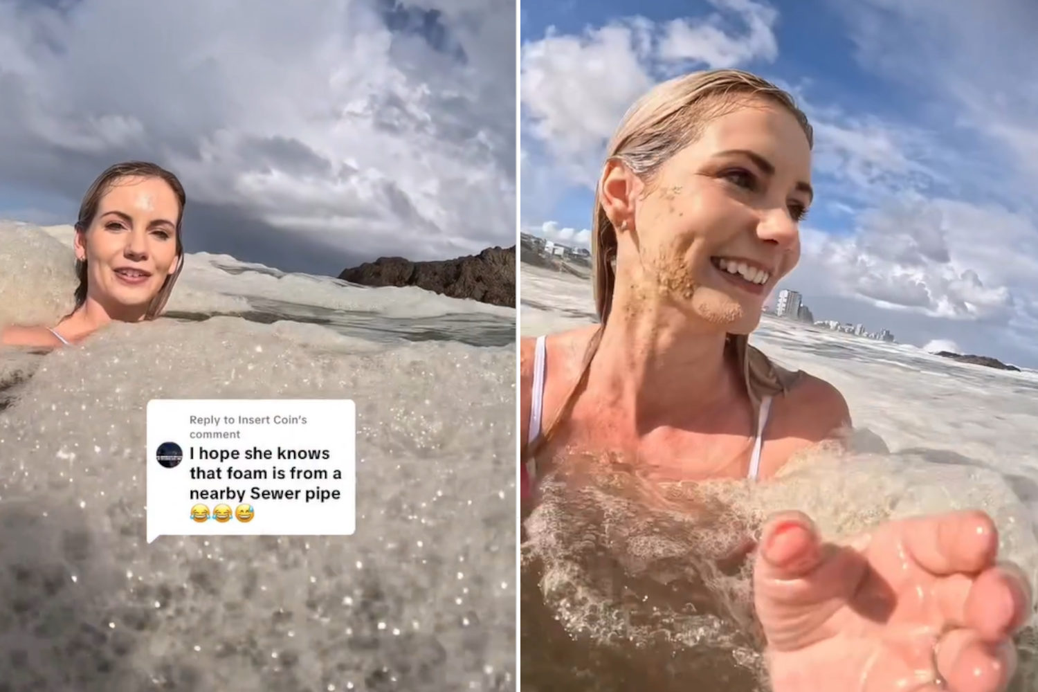 Influencer nuota fogna