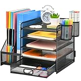 Marbrasse Organizer Desk, 5 Document Documents Document Document Department - 2 Passes and Drawers For Office And Home (Black)