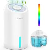 Maxcio Dehumidifier Home, Removable Tank of 860ml Automatic shutdown and Colored LED light, Portable Dehumidifier for Bedroom, Pietier technology, ultra quiet, white