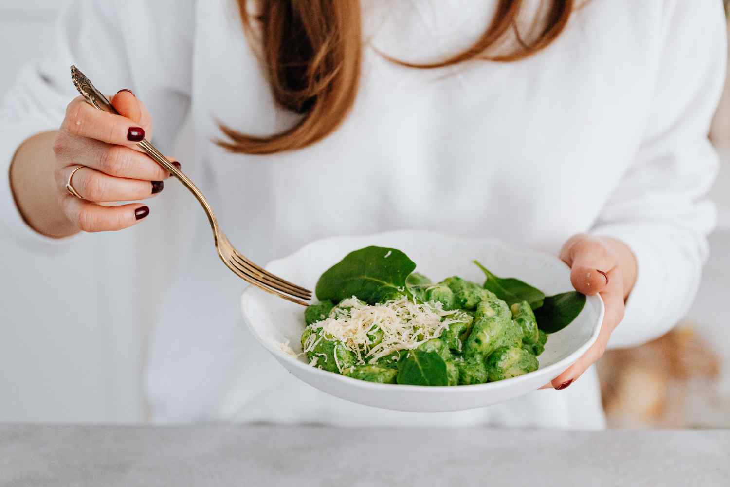 Potato gnocchi with spinach cream