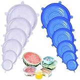 Profialth 12 pieces Silicone cover, extendable silicone lid without BPA, universal lid of 6 different sizes for microwave/oven/fridge/dishwasher