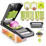 Manual cutters, multifunctional kitchen mandolin 13 in 1-2 blades, 7 slicer gray grades, separauova and school, stainless steel blades