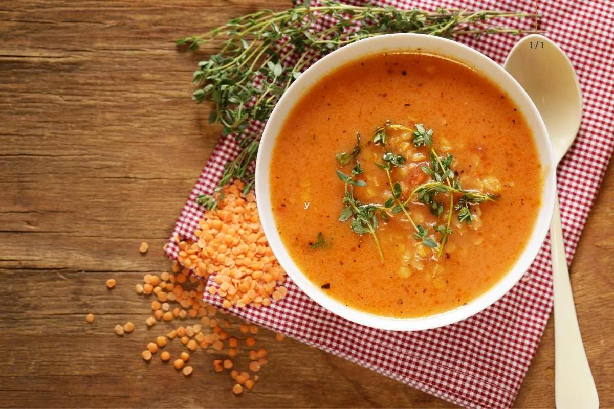 pumpkin and red lentil cream soup
