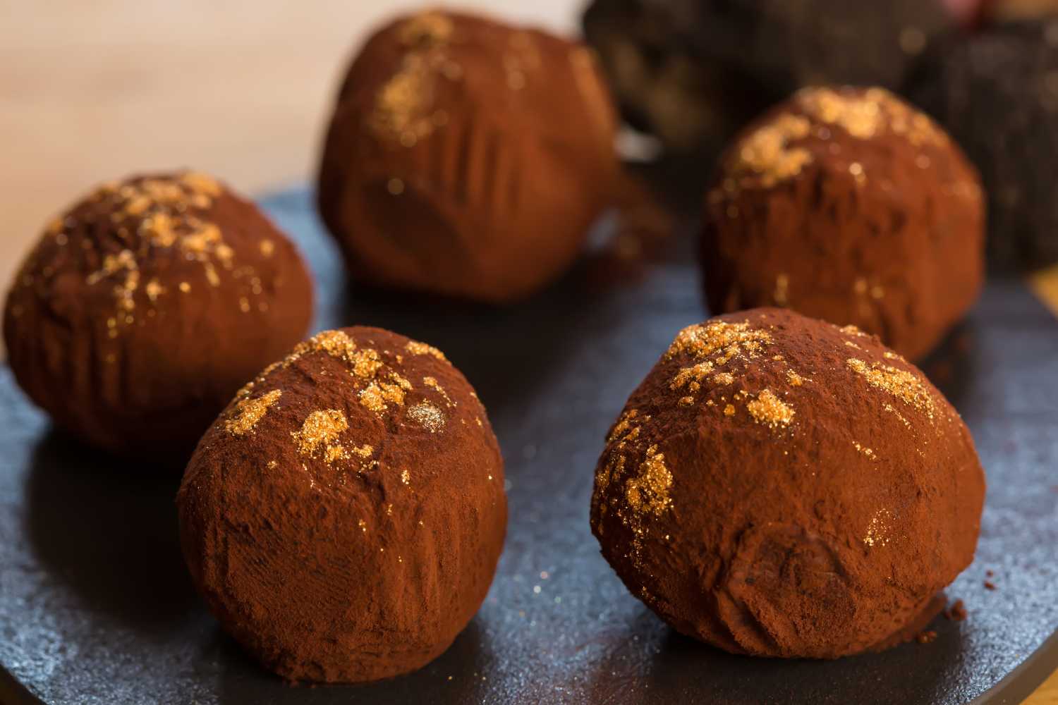 Cocoa truffles and dried apricots