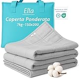 Ella Weighted Blanket 150x200 7kg - Relaxing weighted blanket for sleep and anti-stress - 7 layers, hypoallergenic glass beads, soft cotton outer layer - Weighted Blanket