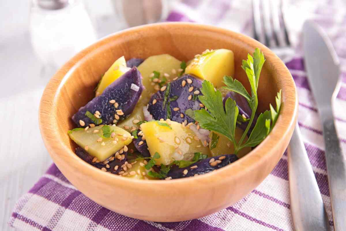 purple and yellow potato salad