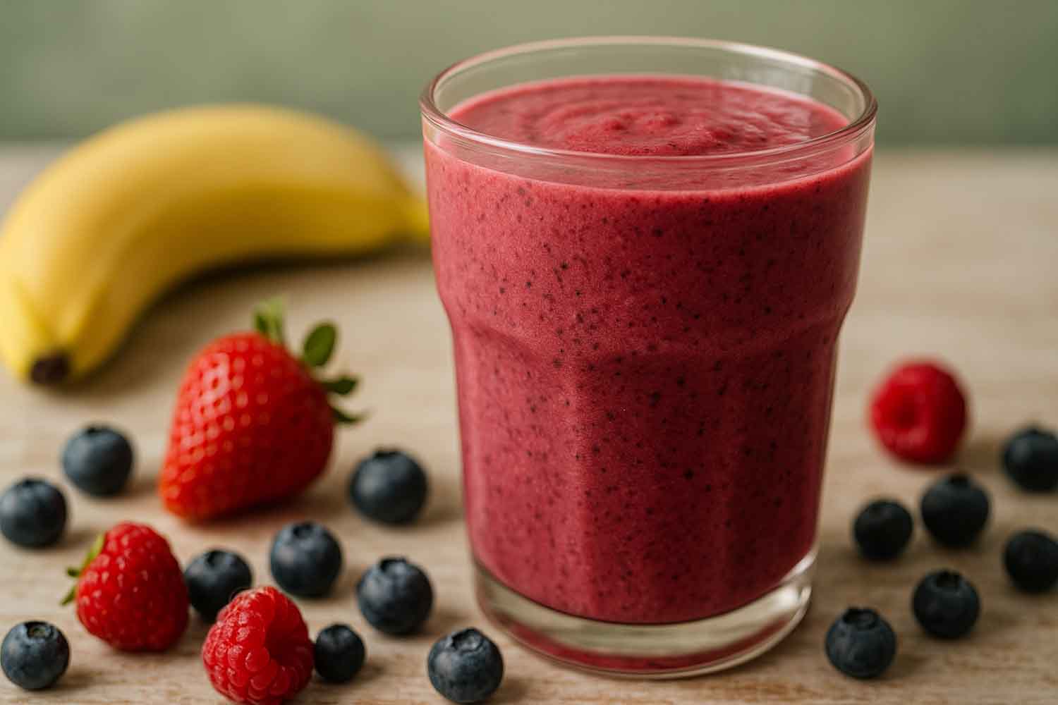 frullato banana e frutti di bosco