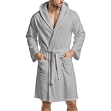PETTI Italian Artisans Microfibre Bathrobe, Grey, L Unisex-Adult