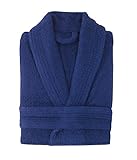 Top Towel Elegant - Bathrobe for Women and Men 100% Cotton, 500 g/m² - Option with or without hood - Soft and Absorbent for Shower, Spa and Pool, Marine, M Unisex-Adult