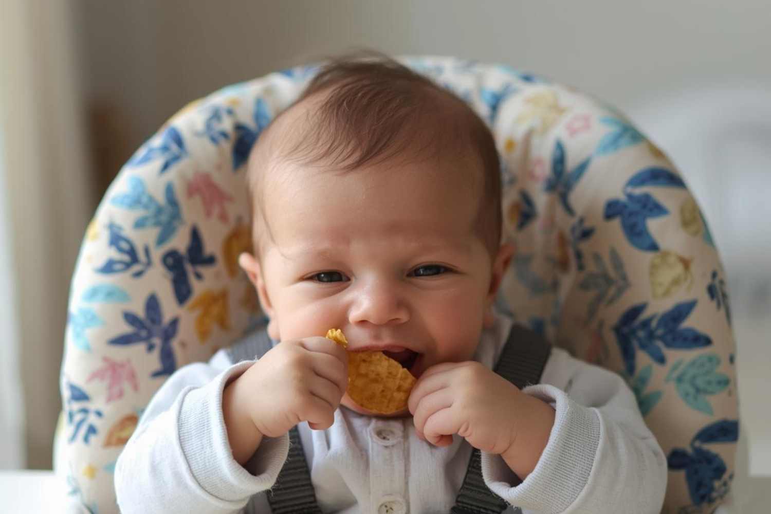 neonato mangia snack