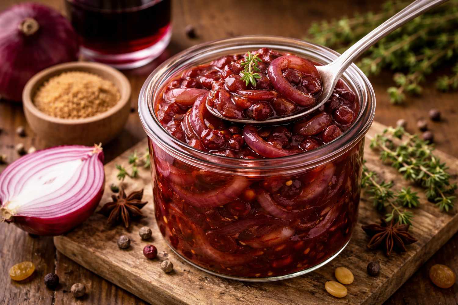 sweet and sour red onions in red wine