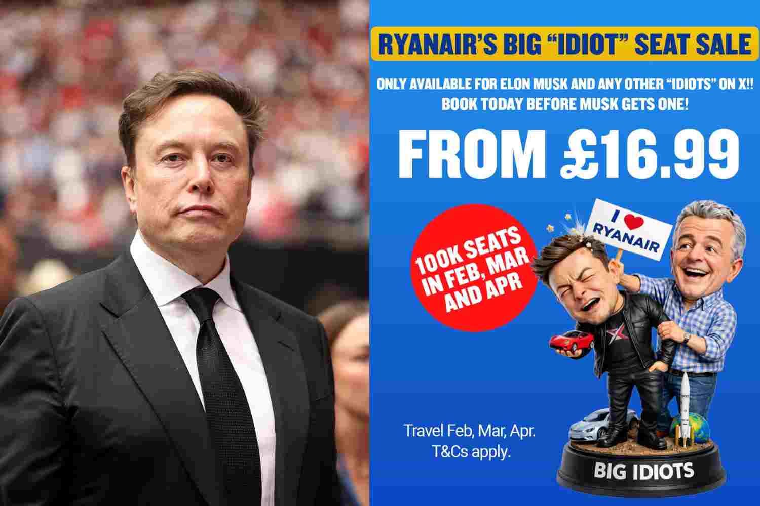 Is Elon Musk really ready to buy Ryanair? The airline responds with “discounts for idiots”