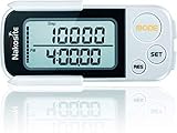 NAKOSITE the best step counter and calorie pedometer for women, men and children with strap and clip. Walking distance calculator (kilometers & miles), exercise mode, daily performance tracking, 30 days memory, built with three-axis technology (sensor-based, white, and easy-to-read digital display