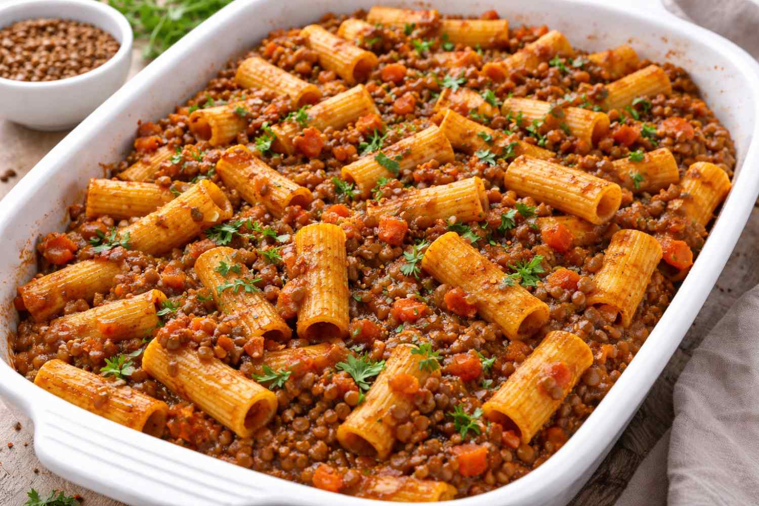 baked pasta with lentil ragu (1)