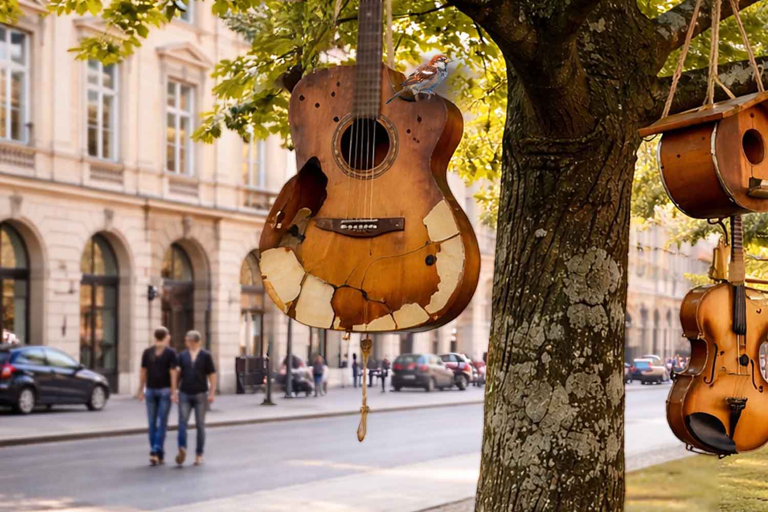 strumenti musicali casette uccelli