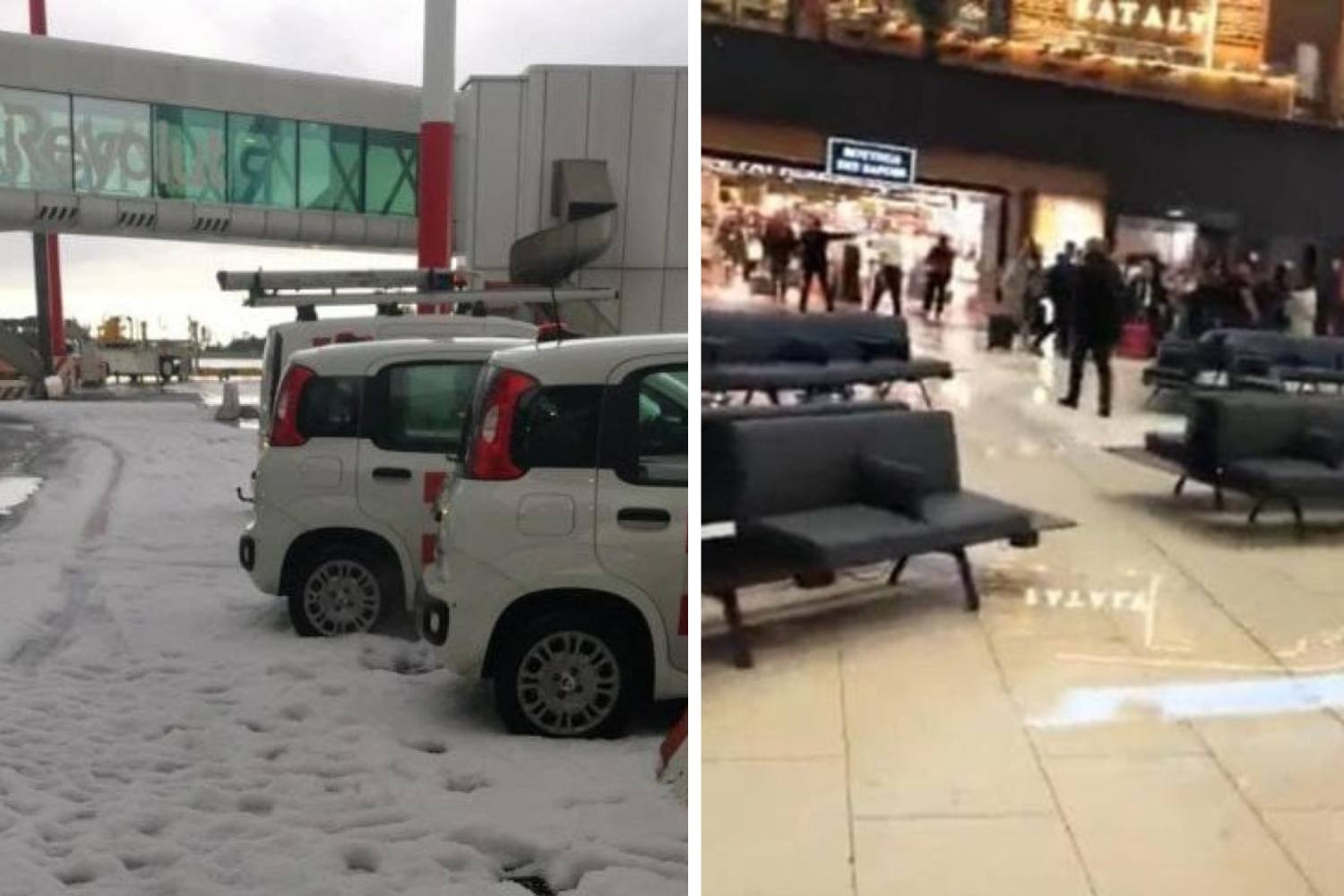 Cloudburst and violent hailstorm in Rome: it rains inside Fiumicino airport (and the runways turn white)