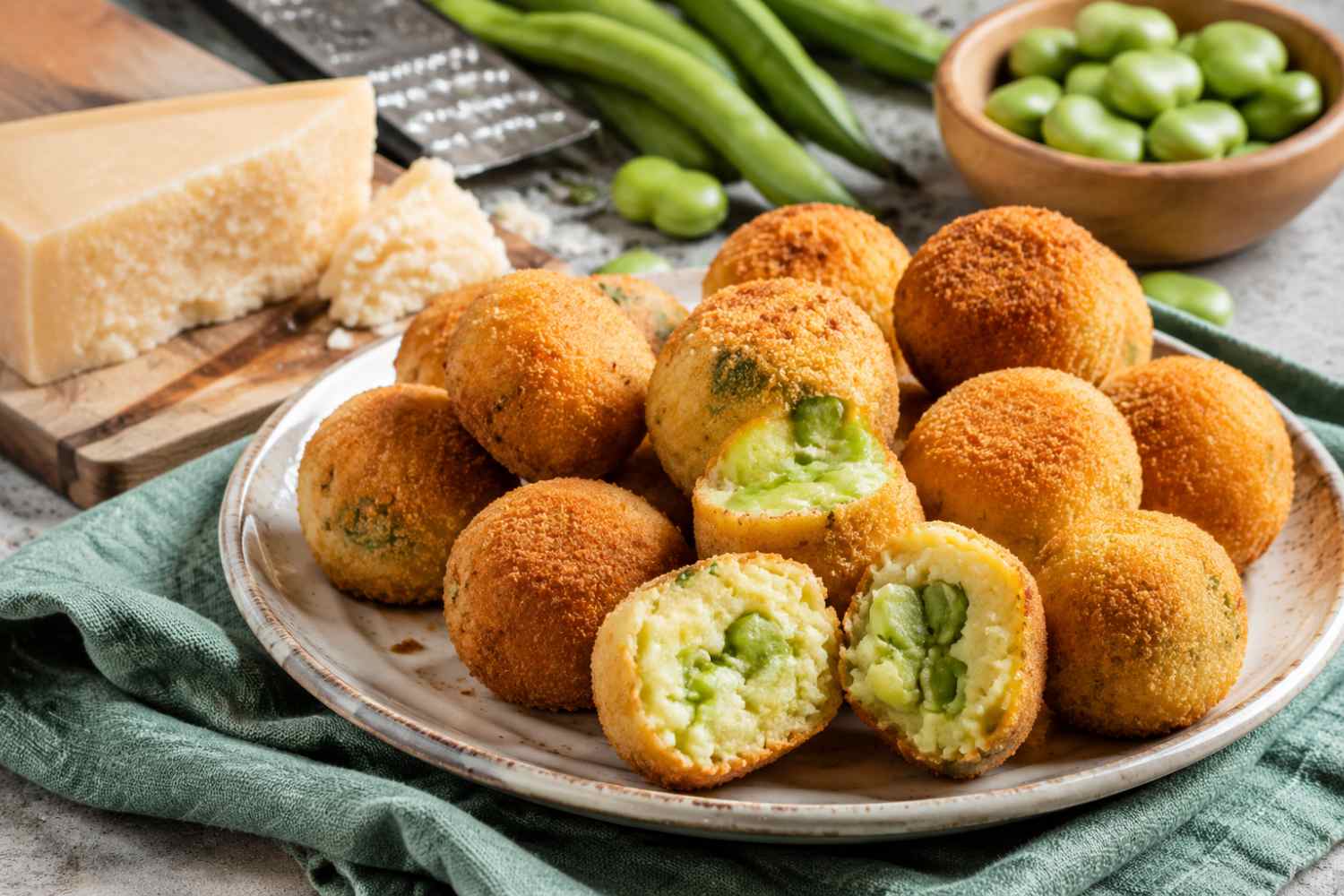 broad bean and pecorino croquettes