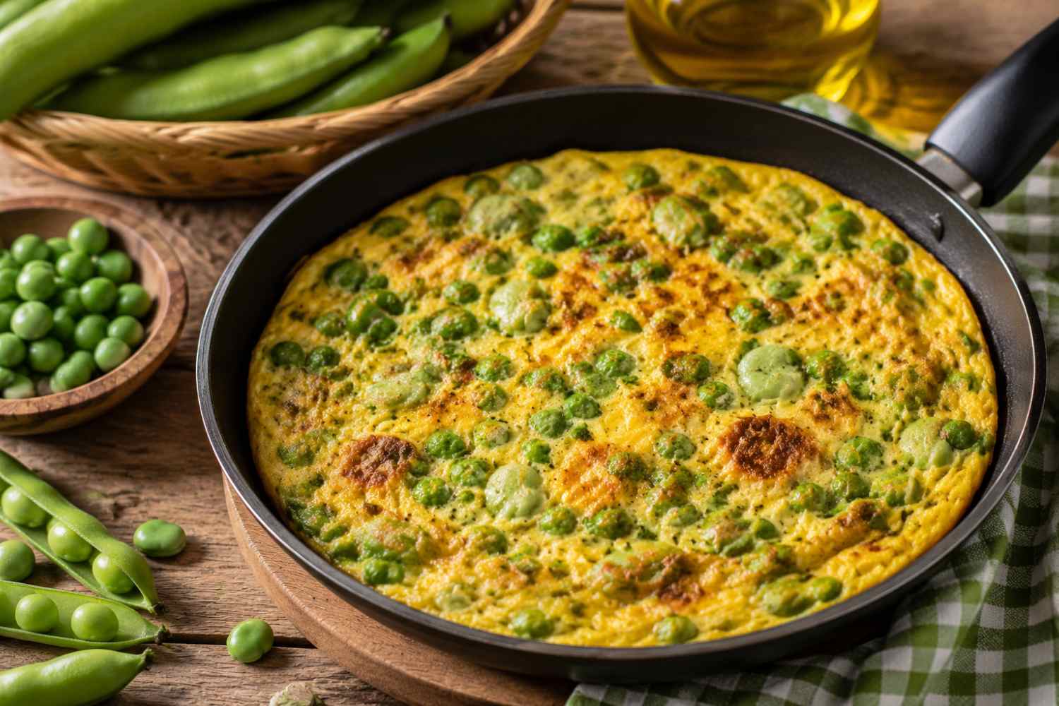 broad bean and pea omelette