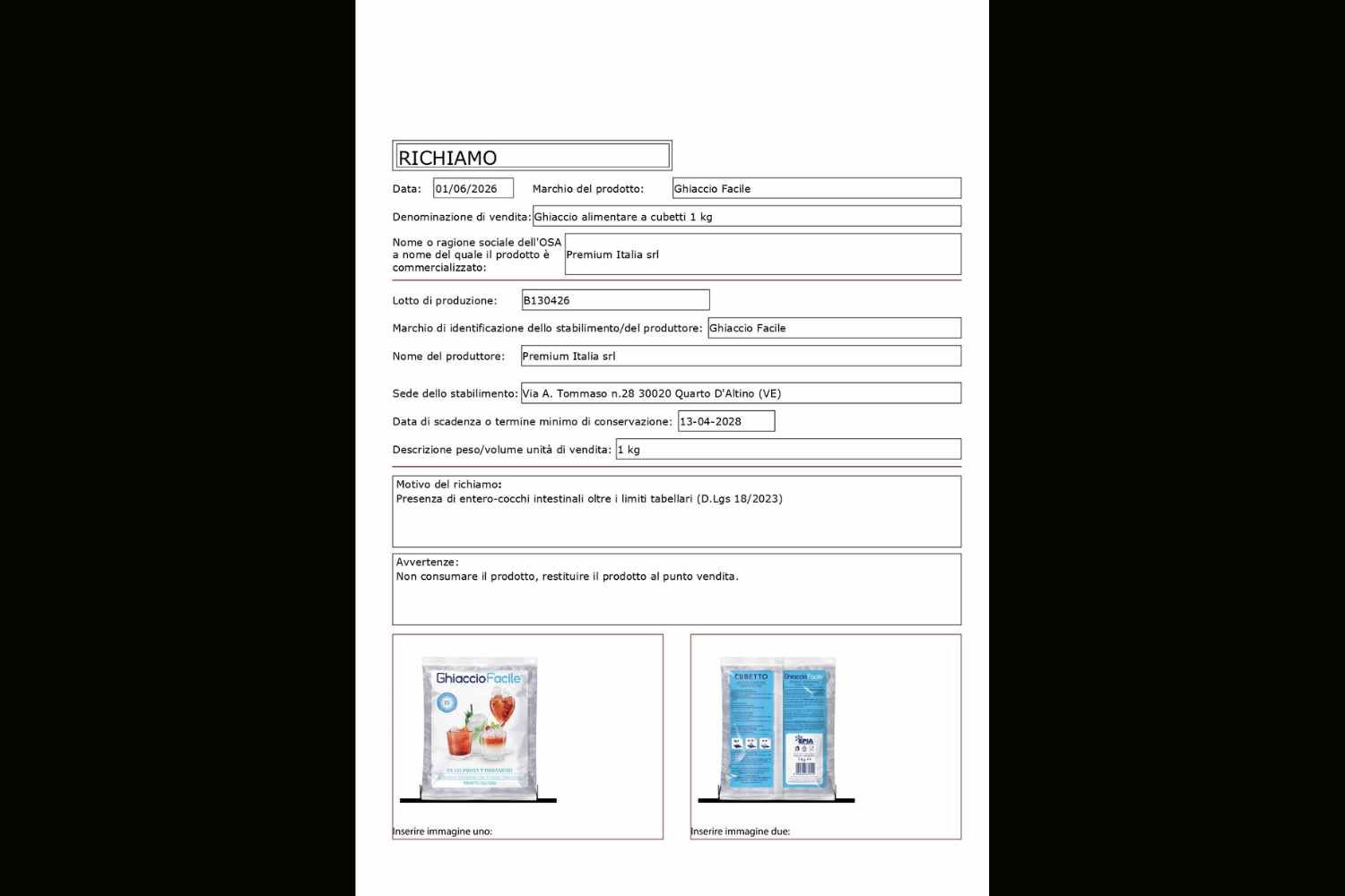 easy ice recall