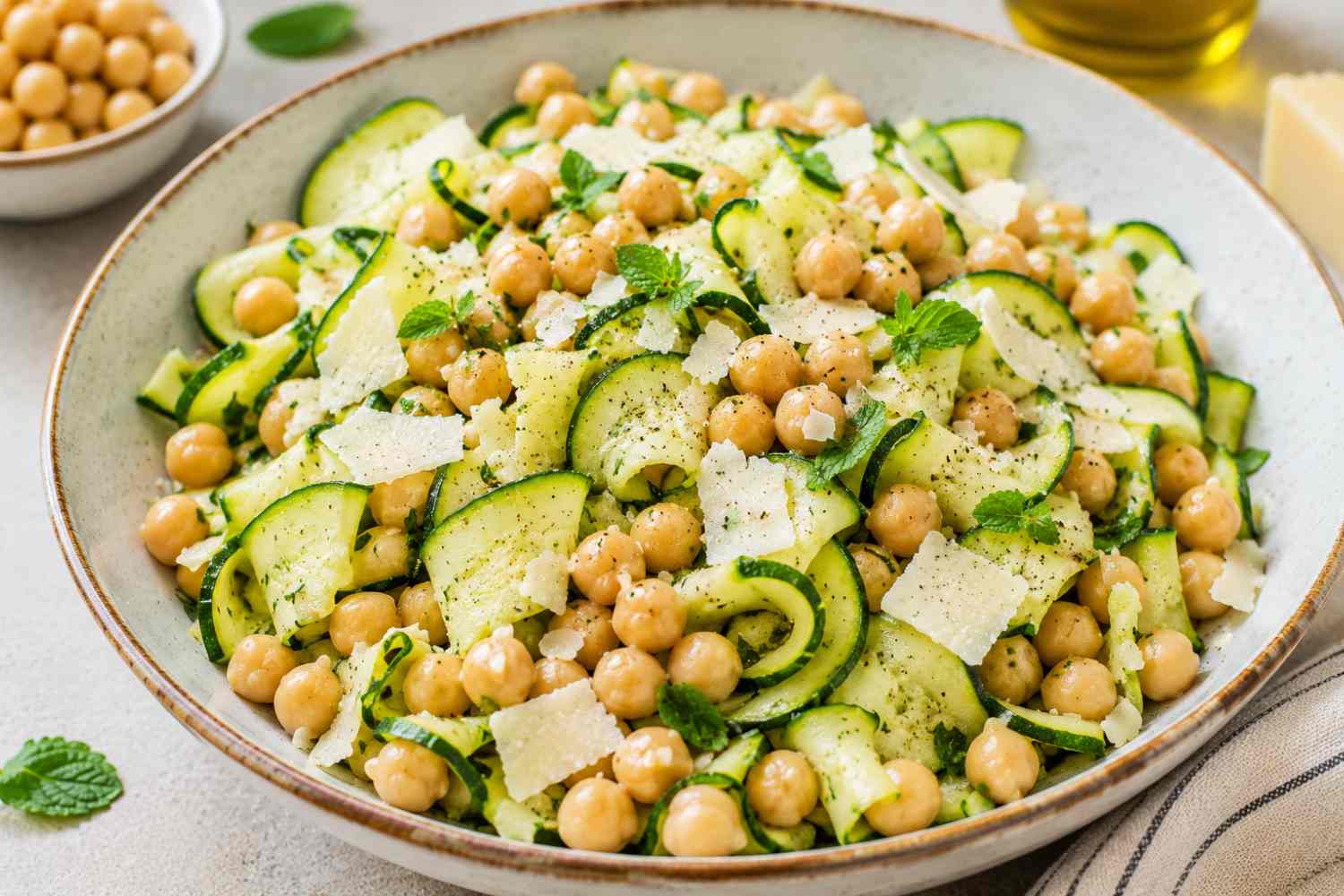 chickpea, courgette and pecorino salad