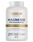 SUPREMAGY MAGNESIUM BISGLYCINATE 450mg (4 Month Supply) 240 CPR - Complete Magnesium | Vitamin B12, B1, B2, B6, C and Coenzyme Q10 | Physical and Mental Tiredness Supplement - Vegan and Made in Italy