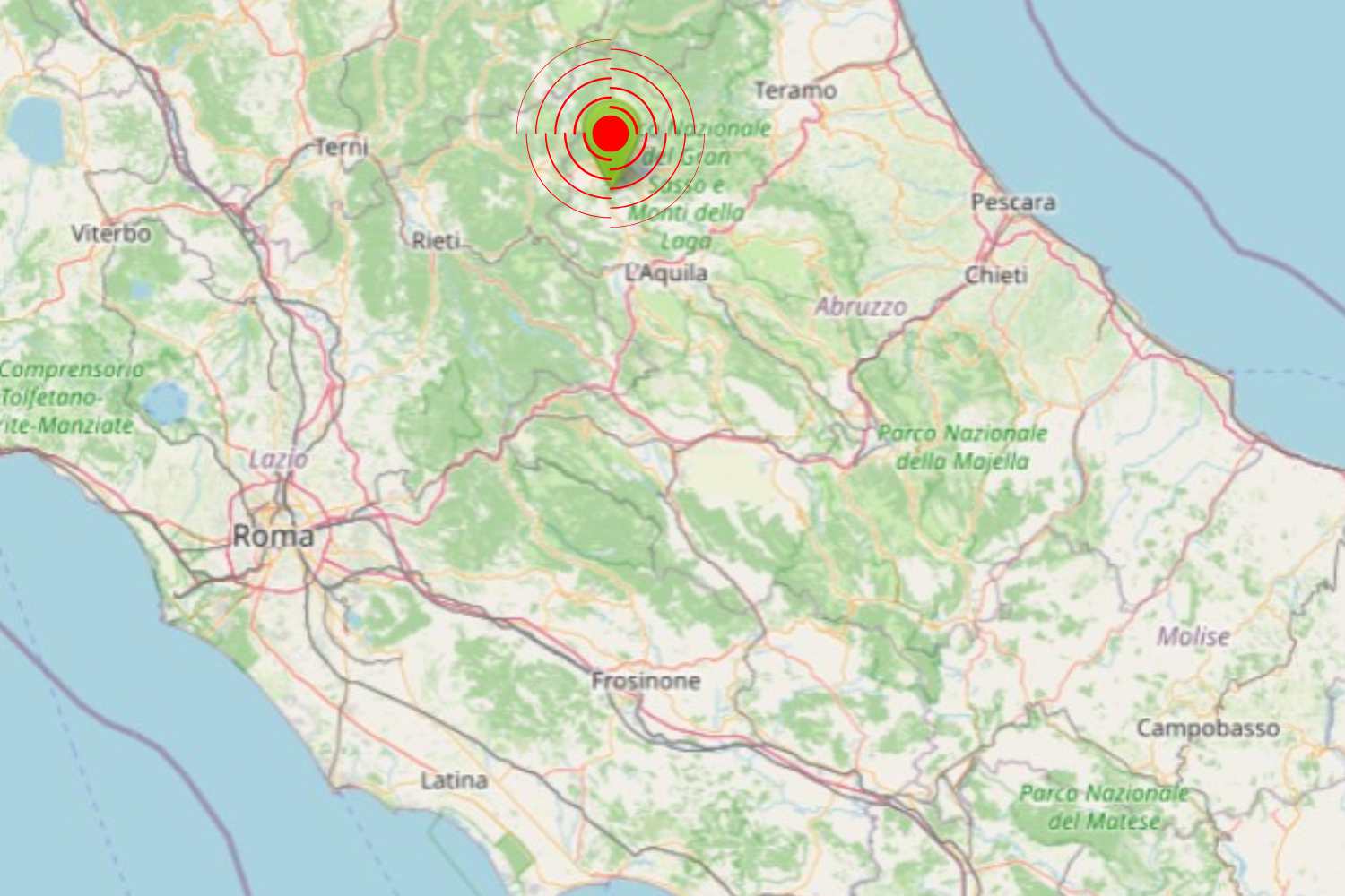 Earthquake of magnitude 3.1 in the province of L'Aquila: also felt in Lazio