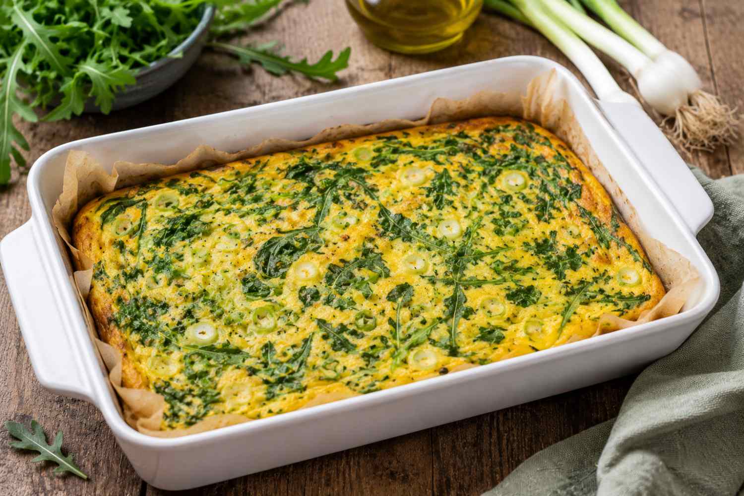 spring onion and rocket omelette