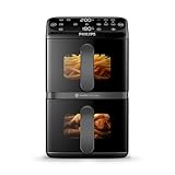 Philips Airfryer 4000 Series, 10L Vertical Double Basket Air Fryer, RapidAir Technology, Sync Function, PFAS-free ceramic coating, Windows, 45% smaller (NA460/00)