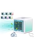Beper P206RAF200 Mini Table Cooler, Humidifier, Portable Personal Air Conditioner, USB Cable, 3 Speeds, 7 LED Chromotherapy Lights, Mini Air Cooler