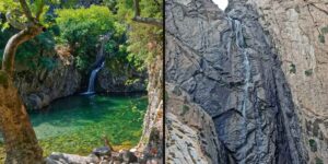 On this Greek island that few people know about, you can dive into the vathres, the natural pools dug into the stone of the mountain goddess