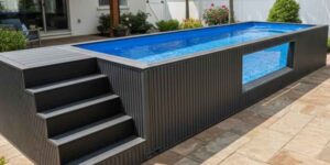 Now you can buy a prefabricated swimming pool directly on Amazon. It looks like the one found in resorts, but it is made from old containers
