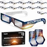 Solar Eclipse Glasses, 2026 Approved, 12 Pack Solar Eclipse Glasses for Direct Sun Viewing, ISO 12312-2:2015 (E) and CE Certified