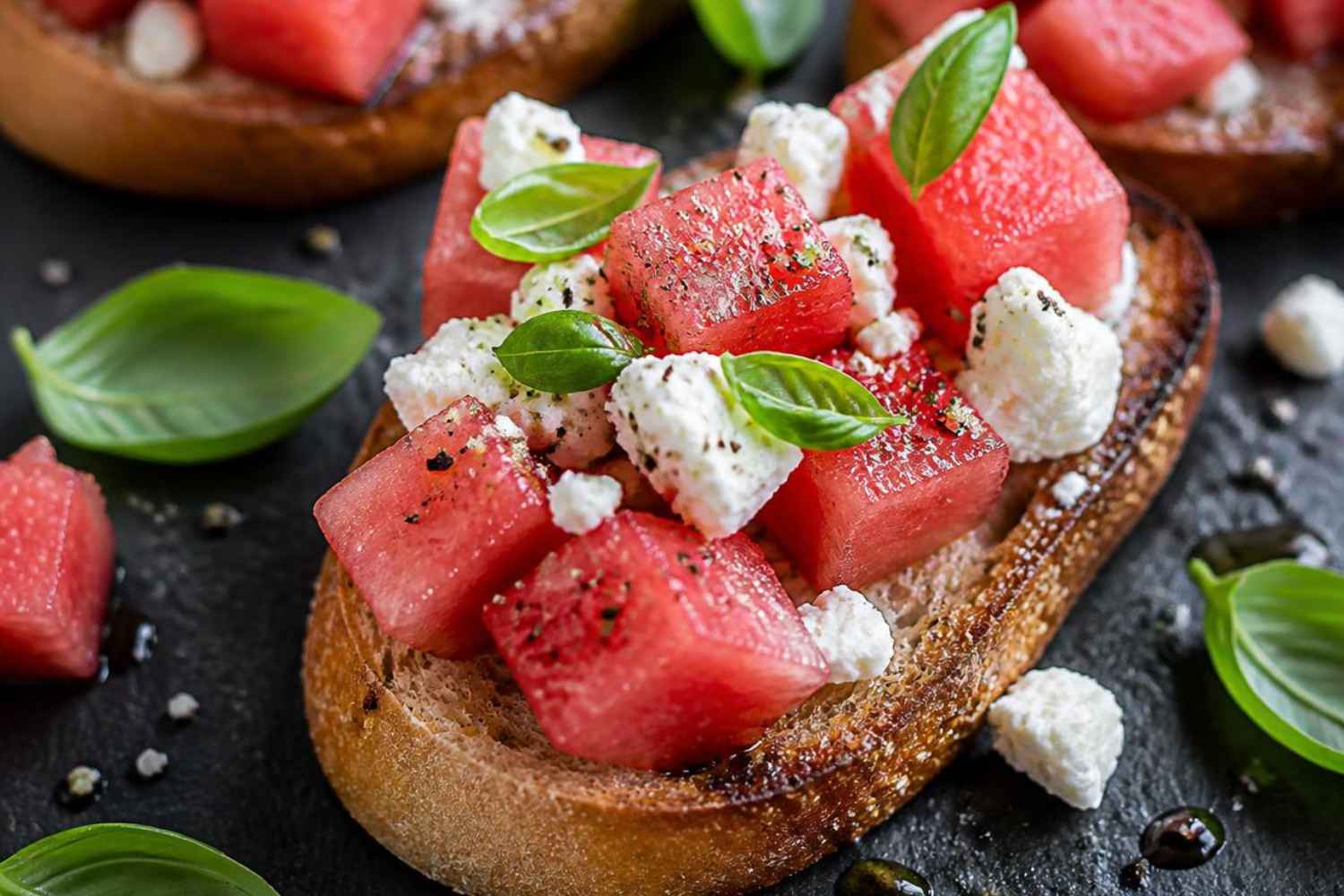 feta and watermelon bruschetta
