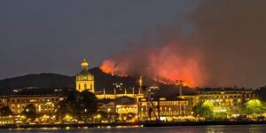 Big fire on Monte Goi, near Como: 50 people evacuated and unbreathable air on the lake