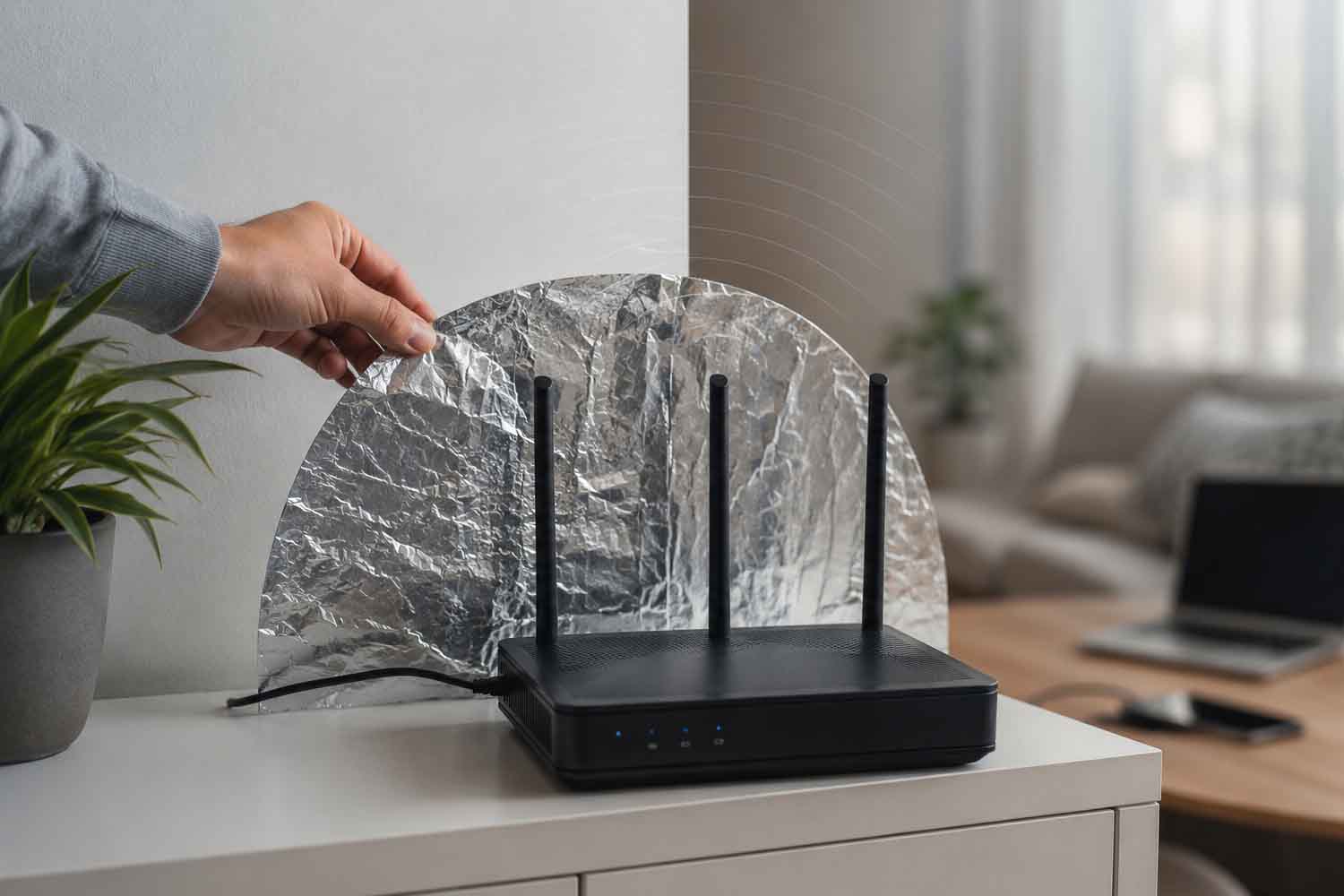 alluminio dietro il router