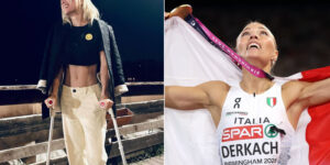 The Italian Dariya Derkach wins the gold medal in the triple jump at the European Championships: last year she was in a hospital bed