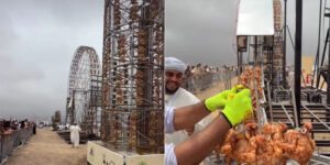 A roller coaster with dozens of roasted chickens gets plenty of likes: inhumanity becomes a macabre amusement park show