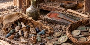 Pompeii amazes again: a wardrobe re-emerges with “skincare” objects, coins and small amulets linked to childhood