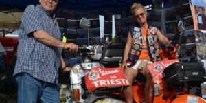 She dies while traveling around the world on a Vespa in memory of her husband (who died in an accident): they should have done it together